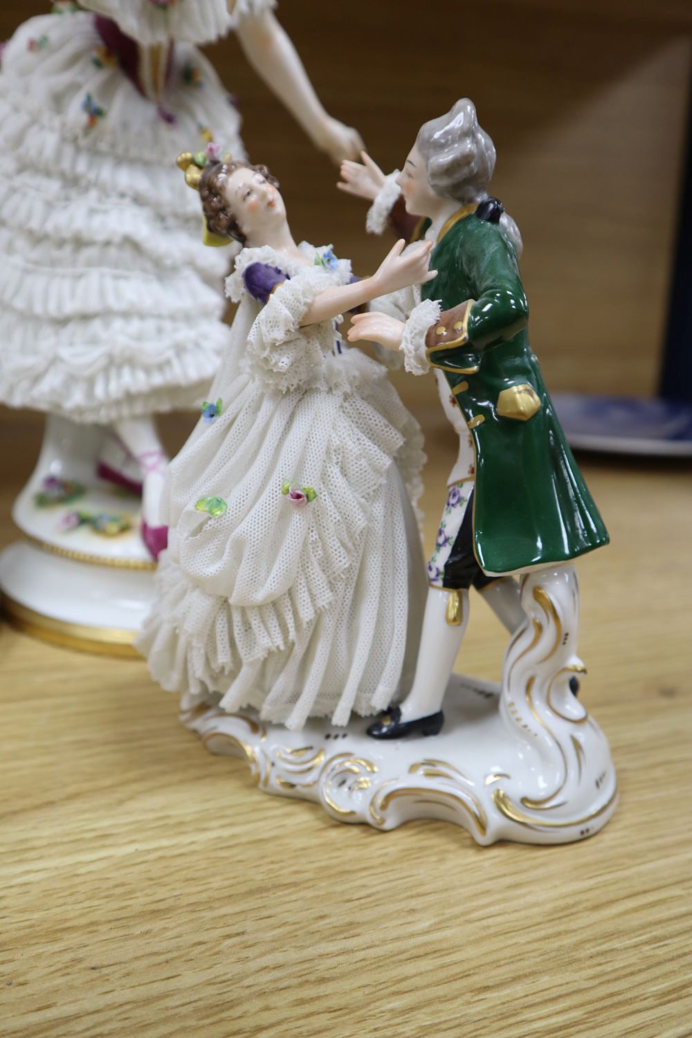 A group of six Continental porcelain figures, tallest 30cm